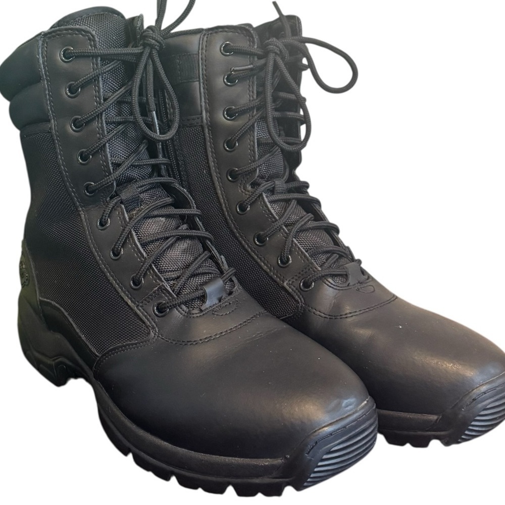 Interceptor Kentin Men’s leather Black Tactical Boots 9.5 lace up and zipper 9.5